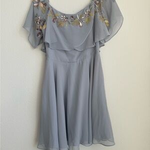 ASOS Light Gray Dress with Floral Details